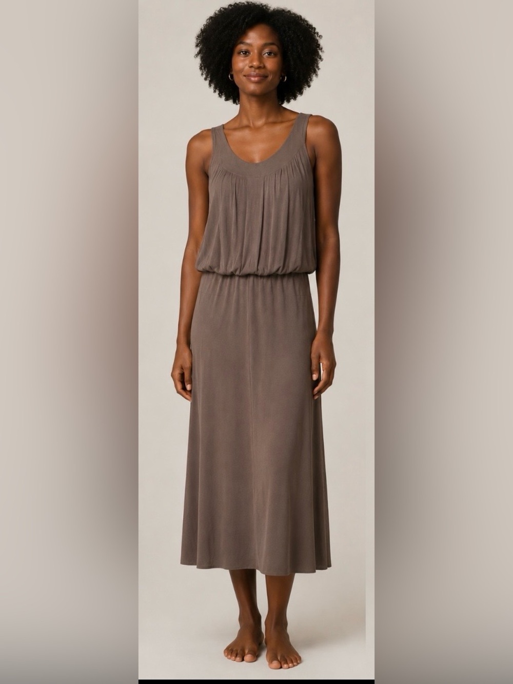 Drop-waist Taupe Modal Jersey Dress
